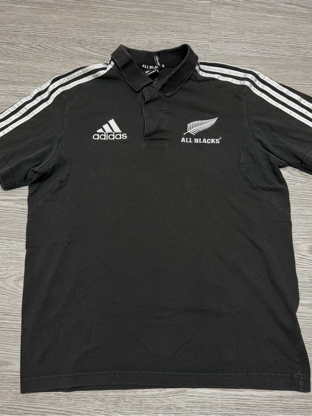 All Blacks Adidas Polo Mens Sz Medium Black Rugby New Zealand Vintage 2013